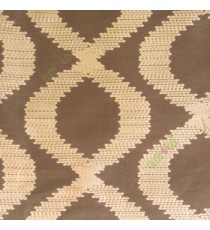 Brown beige color traditional ogee embroidery pattern digital weaving texture main curtain